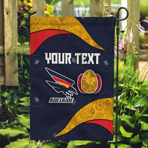 Personalized Adelaide Football Garden Flag Easter Egg Pattern Red Blue Tribal Dot Art Style