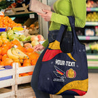Personalized Adelaide Football Grocery Bag Easter Egg Pattern Red Blue Tribal Dot Art Style