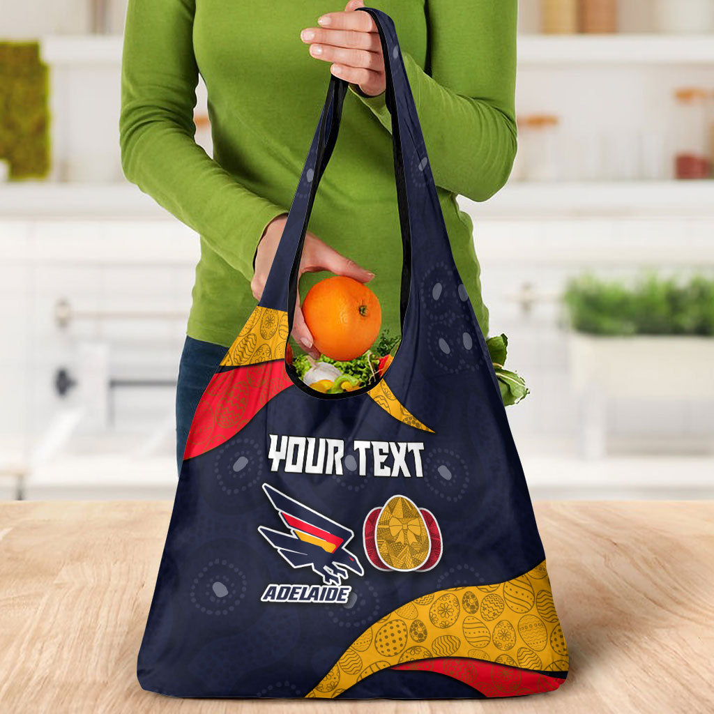 Personalized Adelaide Football Grocery Bag Easter Egg Pattern Red Blue Tribal Dot Art Style