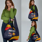 Personalized Adelaide Football Grocery Bag Easter Egg Pattern Red Blue Tribal Dot Art Style