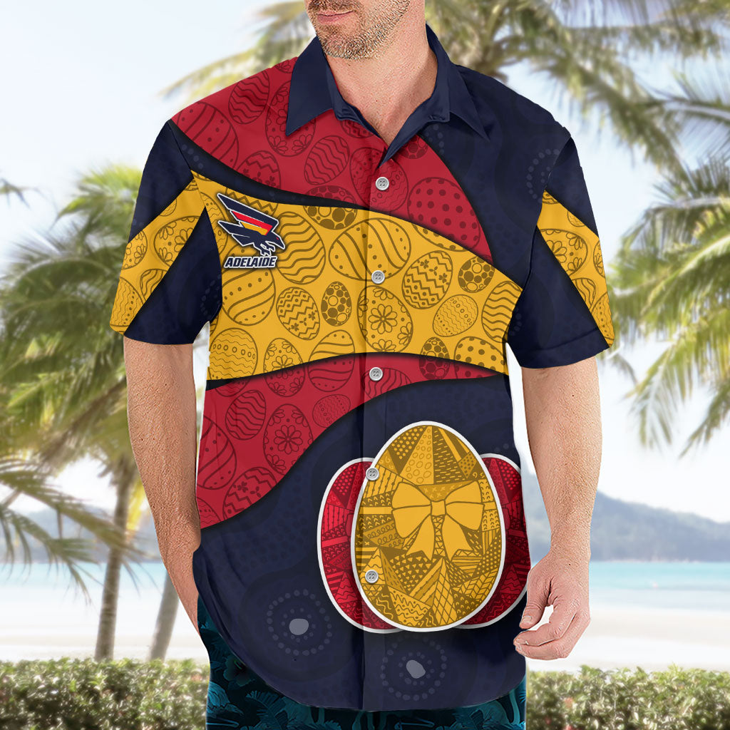 Personalized Adelaide Football Hawaiian Shirt Easter Egg Pattern Red Blue Tribal Dot Art Style