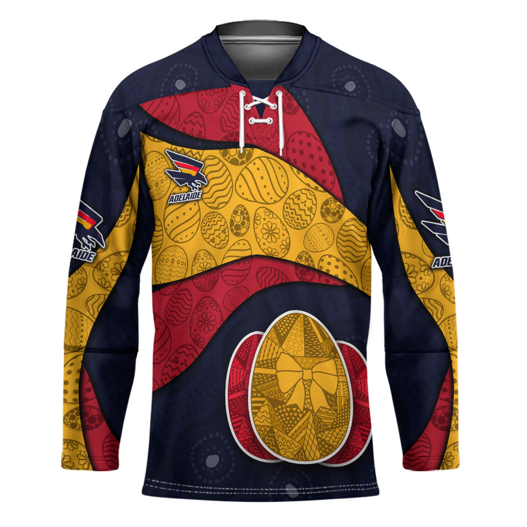 Personalized Adelaide Football Hockey Jersey Easter Egg Pattern Red Blue Tribal Dot Art Style