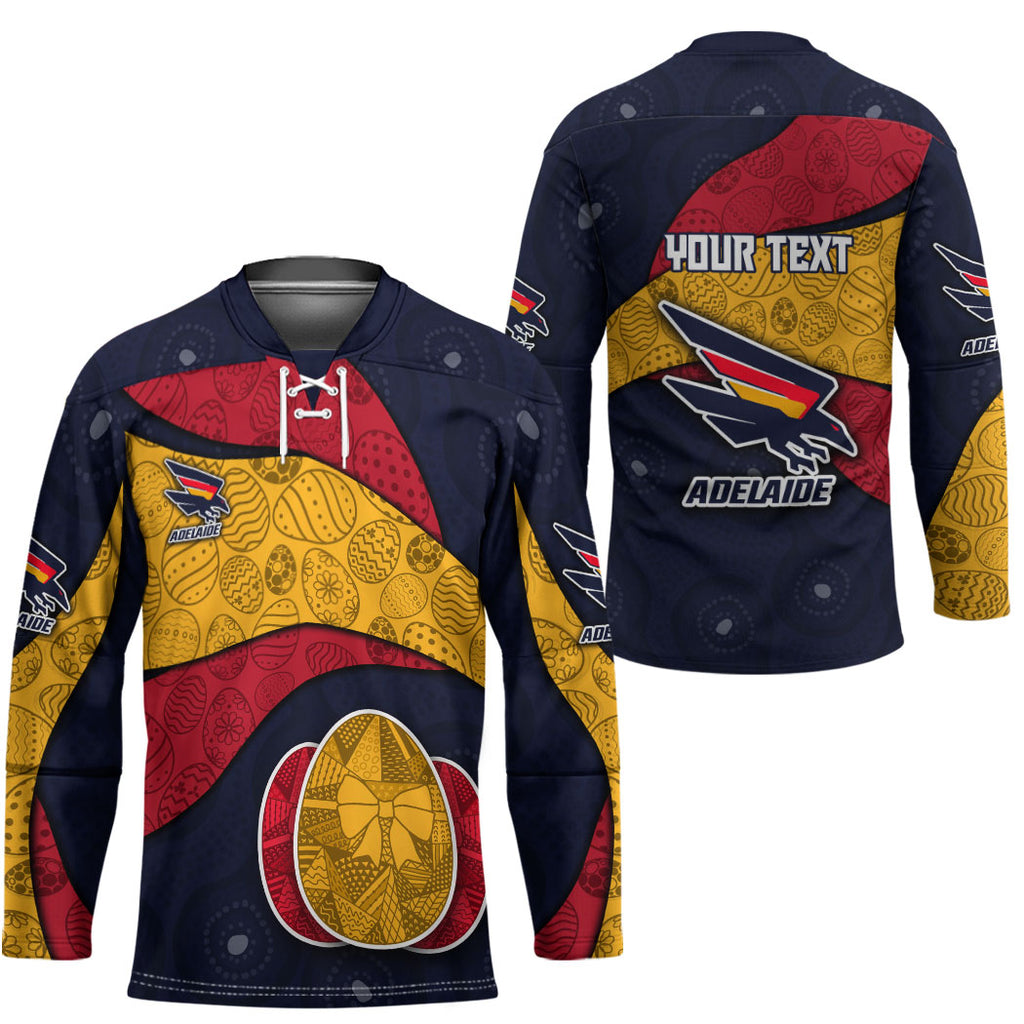 Personalized Adelaide Football Hockey Jersey Easter Egg Pattern Red Blue Tribal Dot Art Style