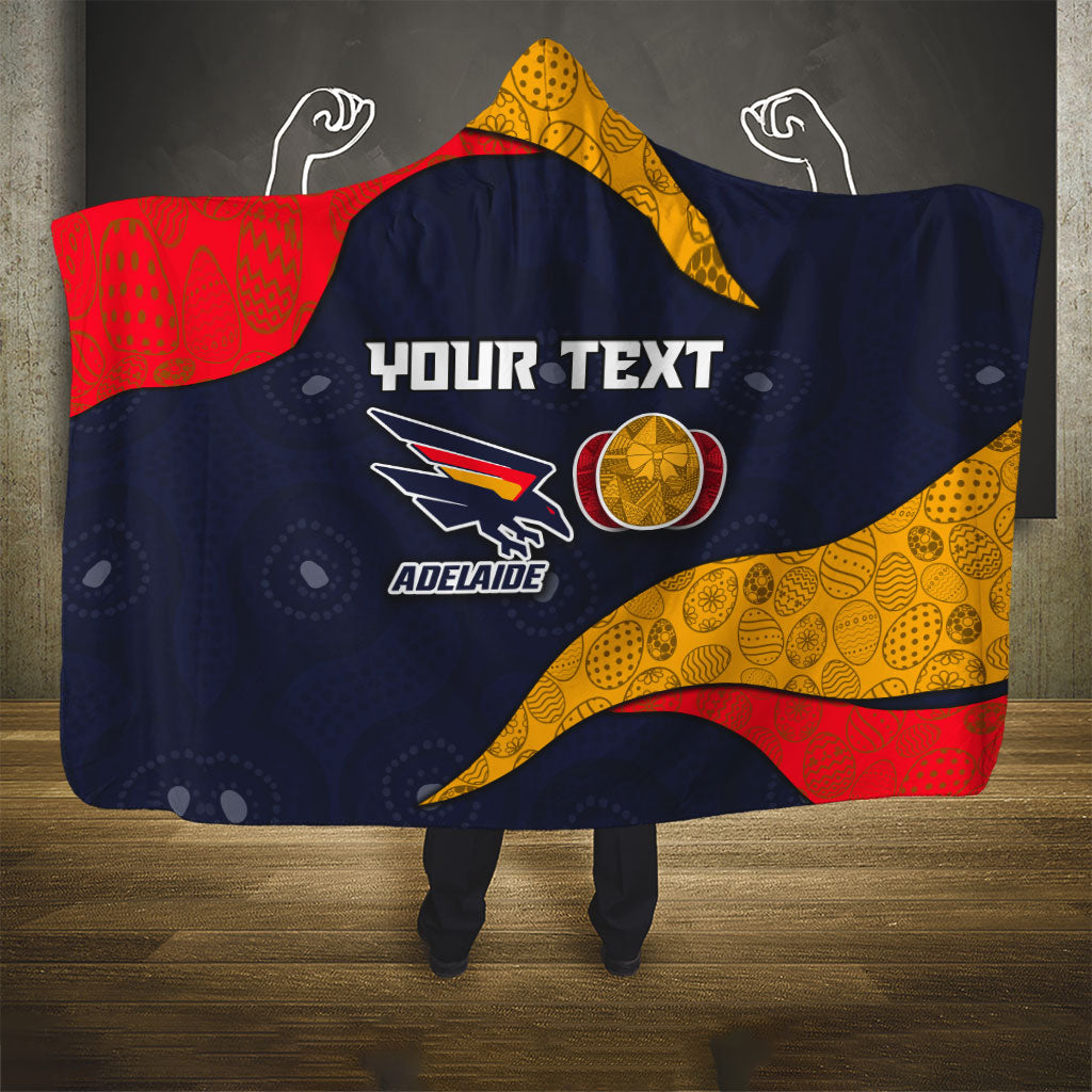 Personalized Adelaide Football Hooded Blanket Easter Egg Pattern Red Blue Tribal Dot Art Style