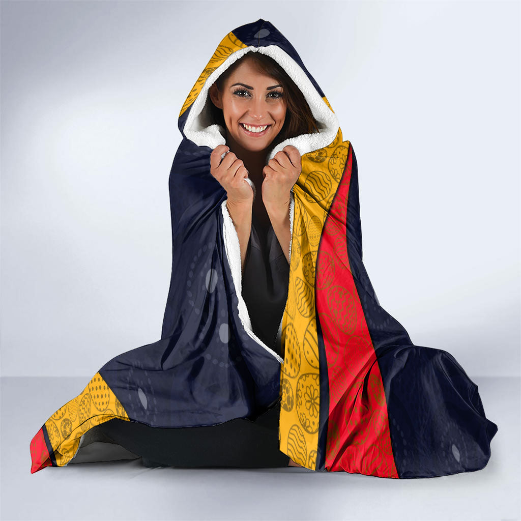 Personalized Adelaide Football Hooded Blanket Easter Egg Pattern Red Blue Tribal Dot Art Style