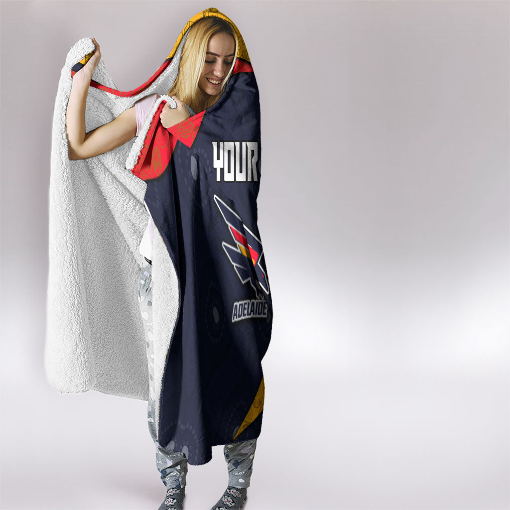 Personalized Adelaide Football Hooded Blanket Easter Egg Pattern Red Blue Tribal Dot Art Style