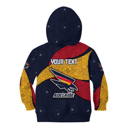 Personalized Adelaide Football Kid Hoodie Easter Egg Pattern Red Blue Tribal Dot Art Style