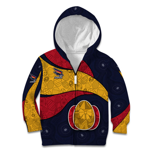 Personalized Adelaide Football Kid Hoodie Easter Egg Pattern Red Blue Tribal Dot Art Style