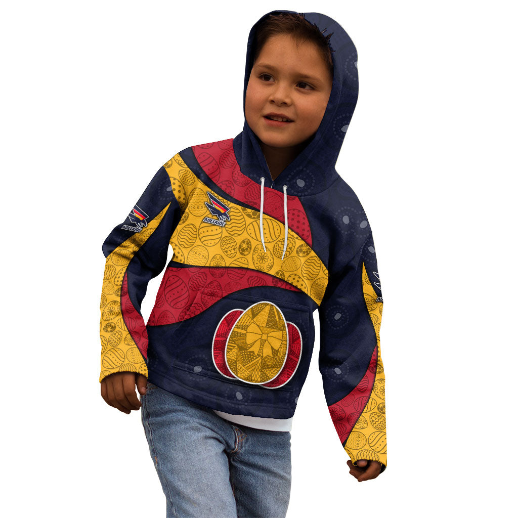 Personalized Adelaide Football Kid Hoodie Easter Egg Pattern Red Blue Tribal Dot Art Style