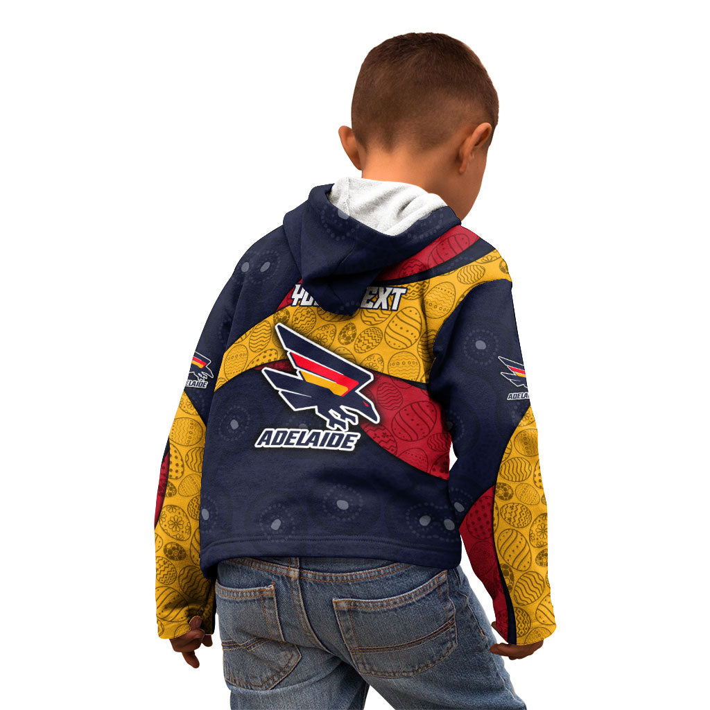 Personalized Adelaide Football Kid Hoodie Easter Egg Pattern Red Blue Tribal Dot Art Style