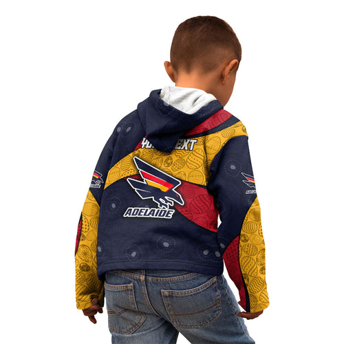 Personalized Adelaide Football Kid Hoodie Easter Egg Pattern Red Blue Tribal Dot Art Style
