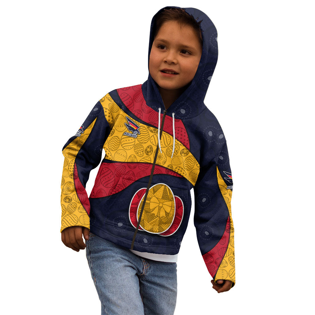 Personalized Adelaide Football Kid Hoodie Easter Egg Pattern Red Blue Tribal Dot Art Style