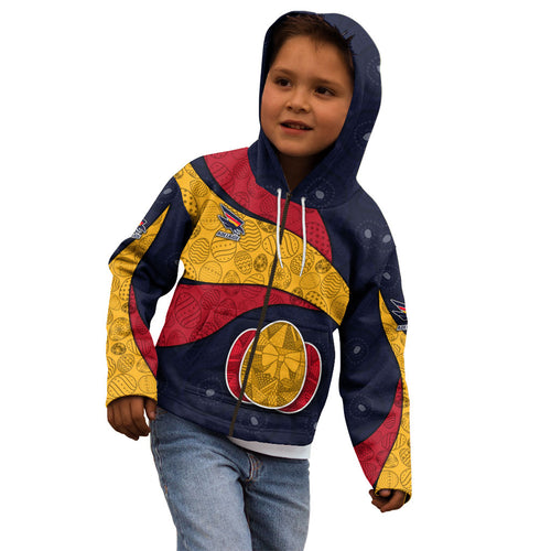 Personalized Adelaide Football Kid Hoodie Easter Egg Pattern Red Blue Tribal Dot Art Style