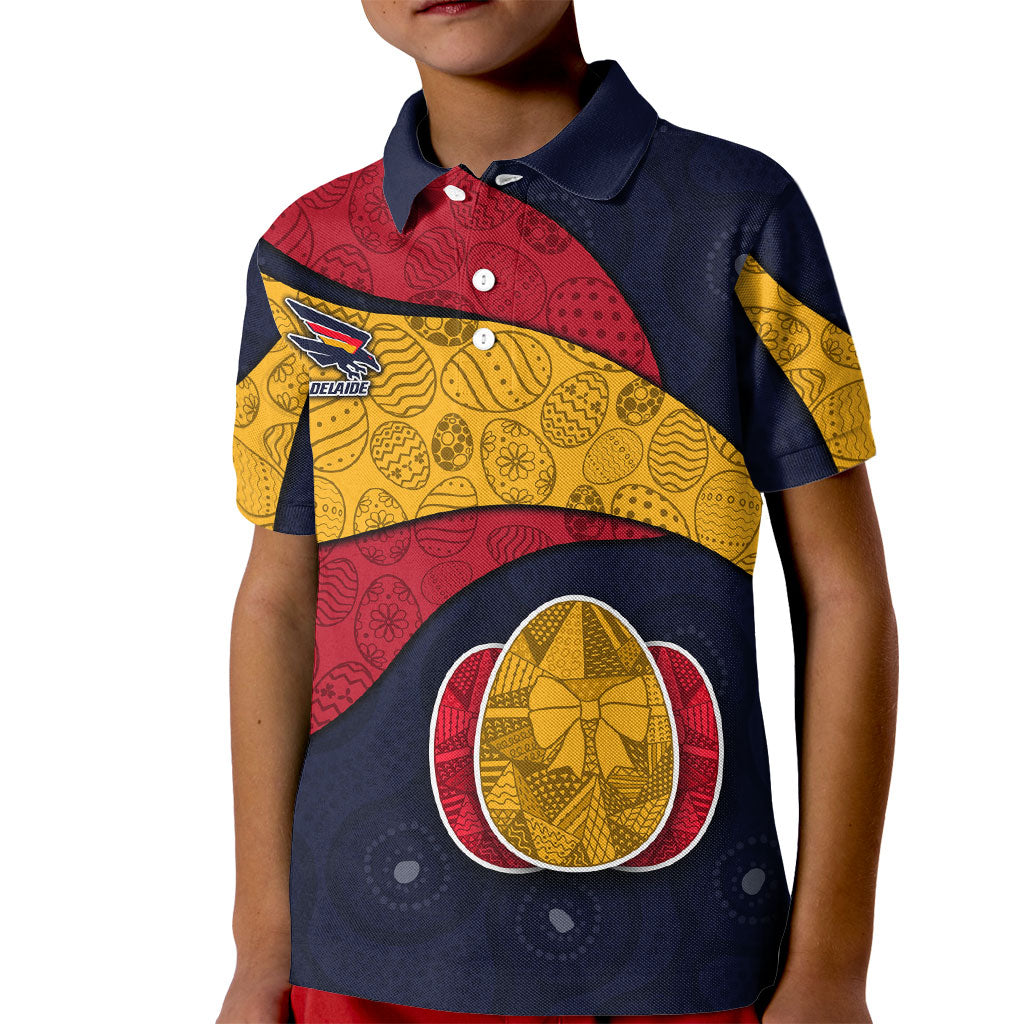 Personalized Adelaide Football Kid Polo Shirt Easter Egg Pattern Red Blue Tribal Dot Art Style