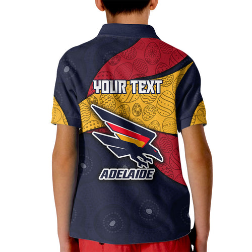 Personalized Adelaide Football Kid Polo Shirt Easter Egg Pattern Red Blue Tribal Dot Art Style