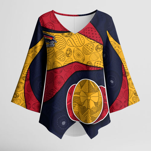 Personalized Adelaide Football Kimono Sleeve Blouse Easter Egg Pattern Red Blue Tribal Dot Art Style