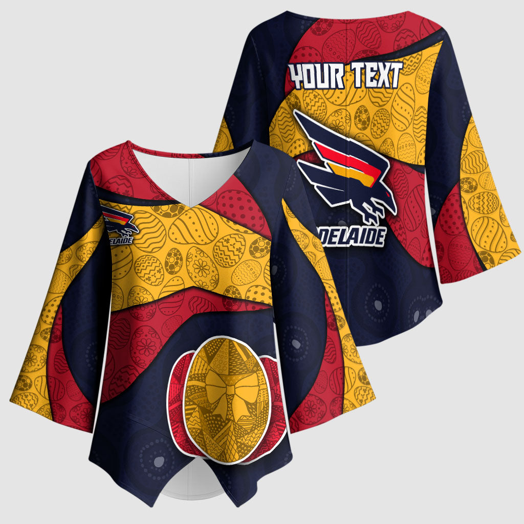 Personalized Adelaide Football Kimono Sleeve Blouse Easter Egg Pattern Red Blue Tribal Dot Art Style