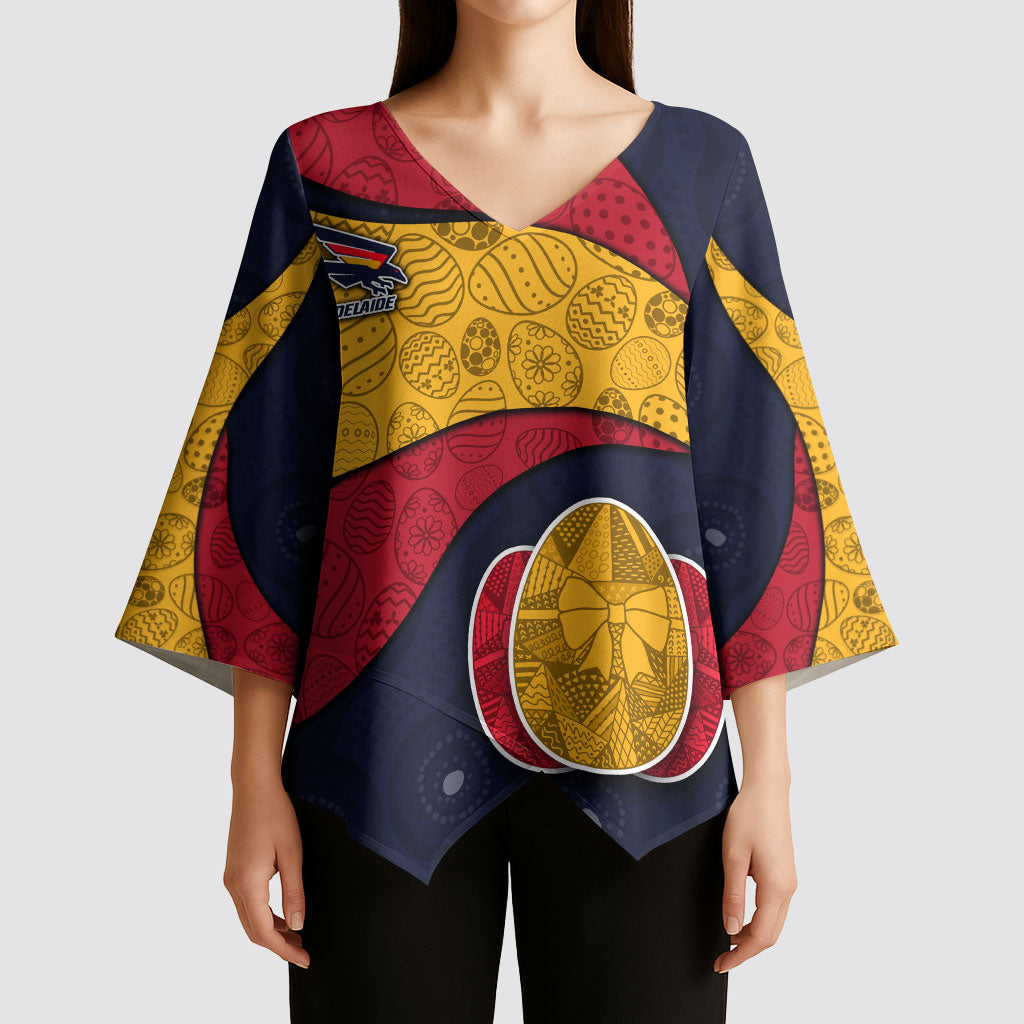 Personalized Adelaide Football Kimono Sleeve Blouse Easter Egg Pattern Red Blue Tribal Dot Art Style