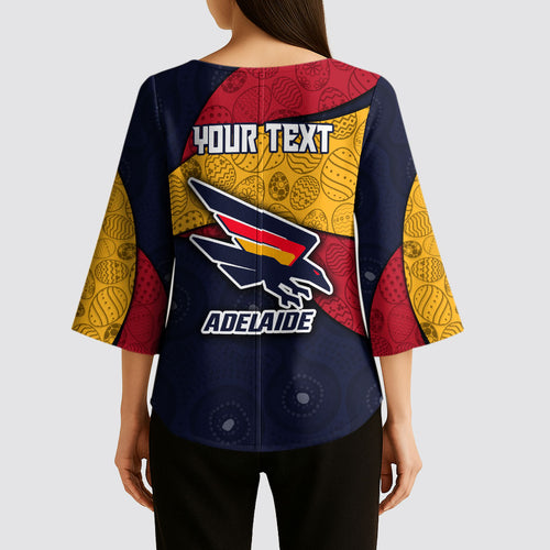 Personalized Adelaide Football Kimono Sleeve Blouse Easter Egg Pattern Red Blue Tribal Dot Art Style