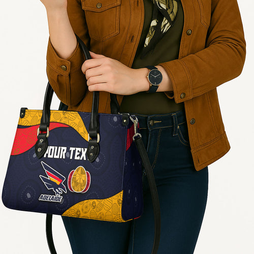 Personalized Adelaide Football Leather Bag Easter Egg Pattern Red Blue Tribal Dot Art Style