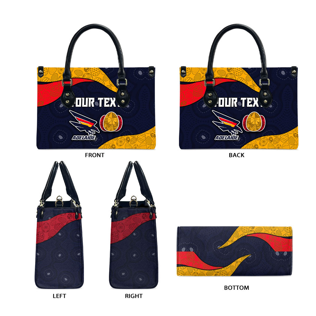 Personalized Adelaide Football Leather Bag Easter Egg Pattern Red Blue Tribal Dot Art Style
