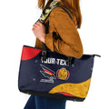 Personalized Adelaide Football Leather Tote Bag Easter Egg Pattern Red Blue Tribal Dot Art Style