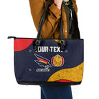 Personalized Adelaide Football Leather Tote Bag Easter Egg Pattern Red Blue Tribal Dot Art Style