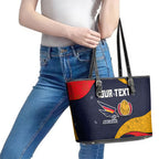 Personalized Adelaide Football Leather Tote Bag Easter Egg Pattern Red Blue Tribal Dot Art Style