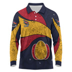 Personalized Adelaide Football Long Sleeve Polo Shirt Easter Egg Pattern Red Blue Tribal Dot Art Style