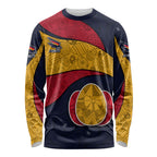 Personalized Adelaide Football Long Sleeve Shirt Easter Egg Pattern Red Blue Tribal Dot Art Style
