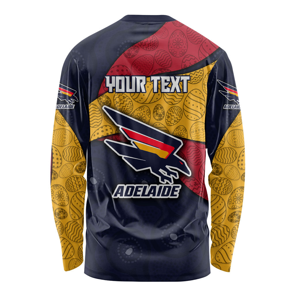 Personalized Adelaide Football Long Sleeve Shirt Easter Egg Pattern Red Blue Tribal Dot Art Style
