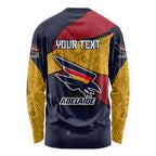 Personalized Adelaide Football Long Sleeve Shirt Easter Egg Pattern Red Blue Tribal Dot Art Style