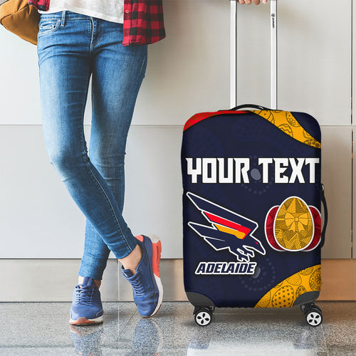 Personalized Adelaide Football Luggage Cover Easter Egg Pattern Red Blue Tribal Dot Art Style