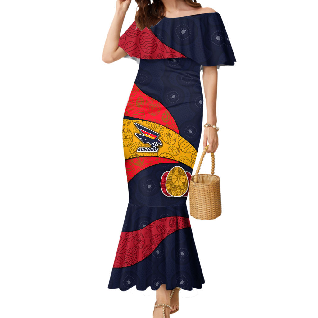 Personalized Adelaide Football Mermaid Dress Easter Egg Pattern Red Blue Tribal Dot Art Style