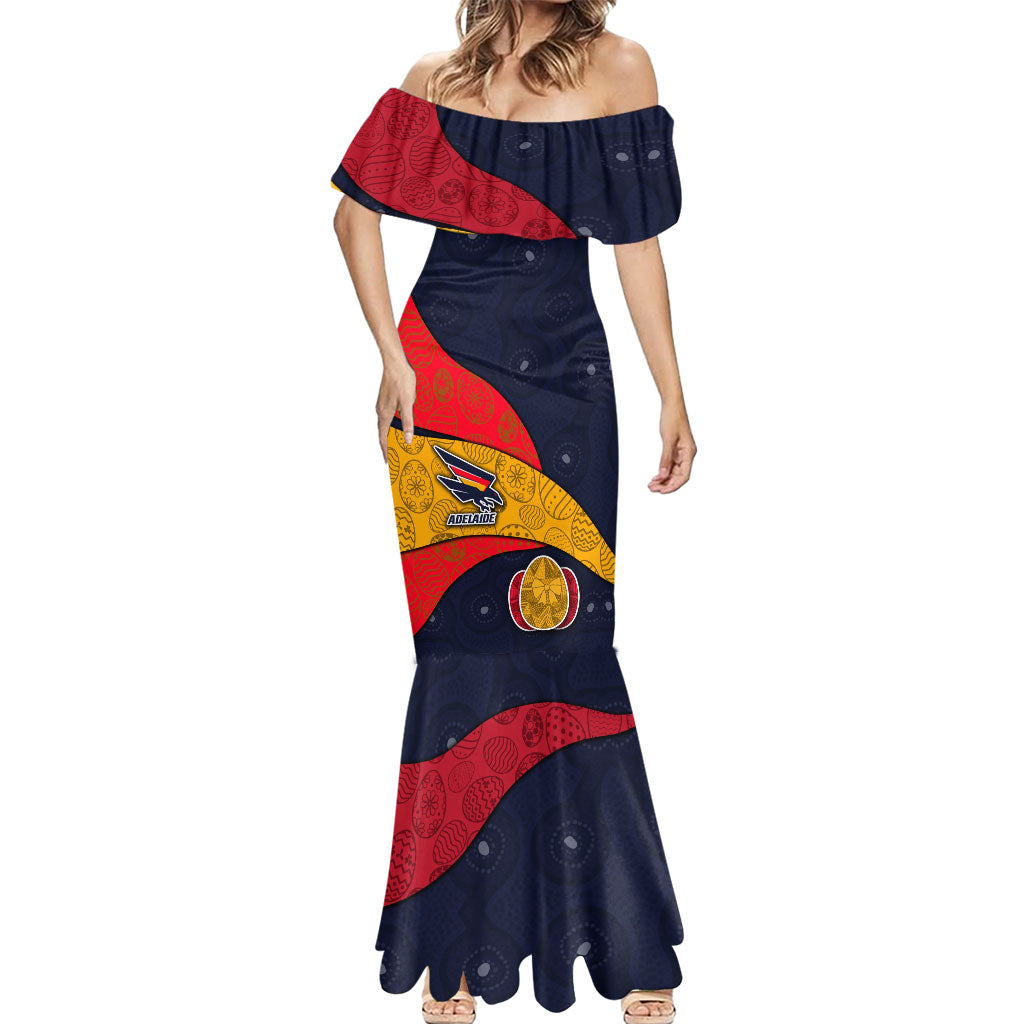 Personalized Adelaide Football Mermaid Dress Easter Egg Pattern Red Blue Tribal Dot Art Style