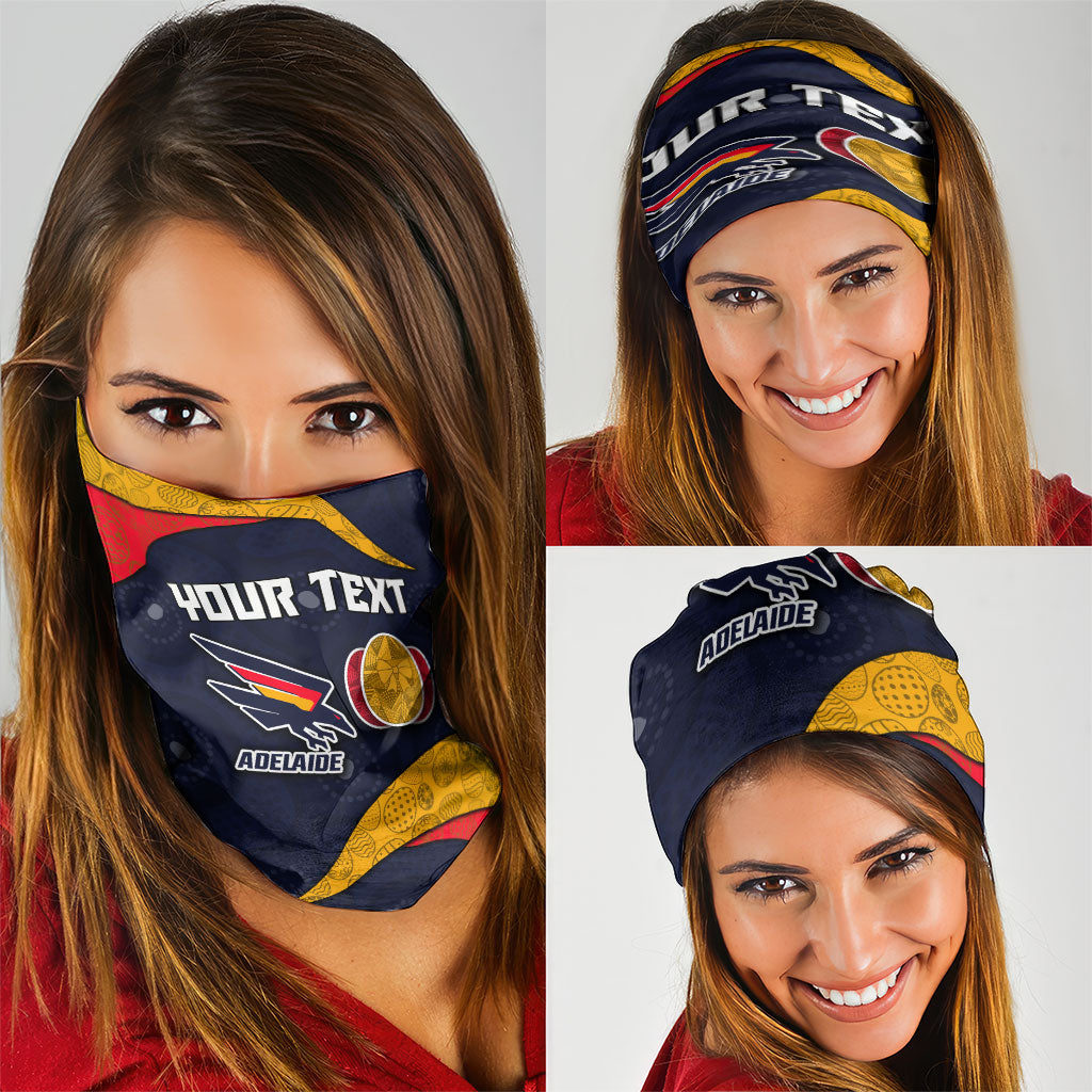 Personalized Adelaide Football Neck Gaiter Easter Egg Pattern Red Blue Tribal Dot Art Style