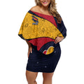 Personalized Adelaide Football Off Shoulder Short Dress Easter Egg Pattern Red Blue Tribal Dot Art Style