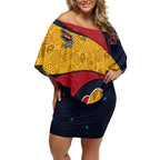 Personalized Adelaide Football Off Shoulder Short Dress Easter Egg Pattern Red Blue Tribal Dot Art Style