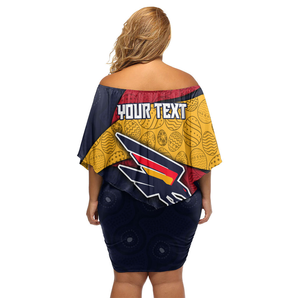 Personalized Adelaide Football Off Shoulder Short Dress Easter Egg Pattern Red Blue Tribal Dot Art Style