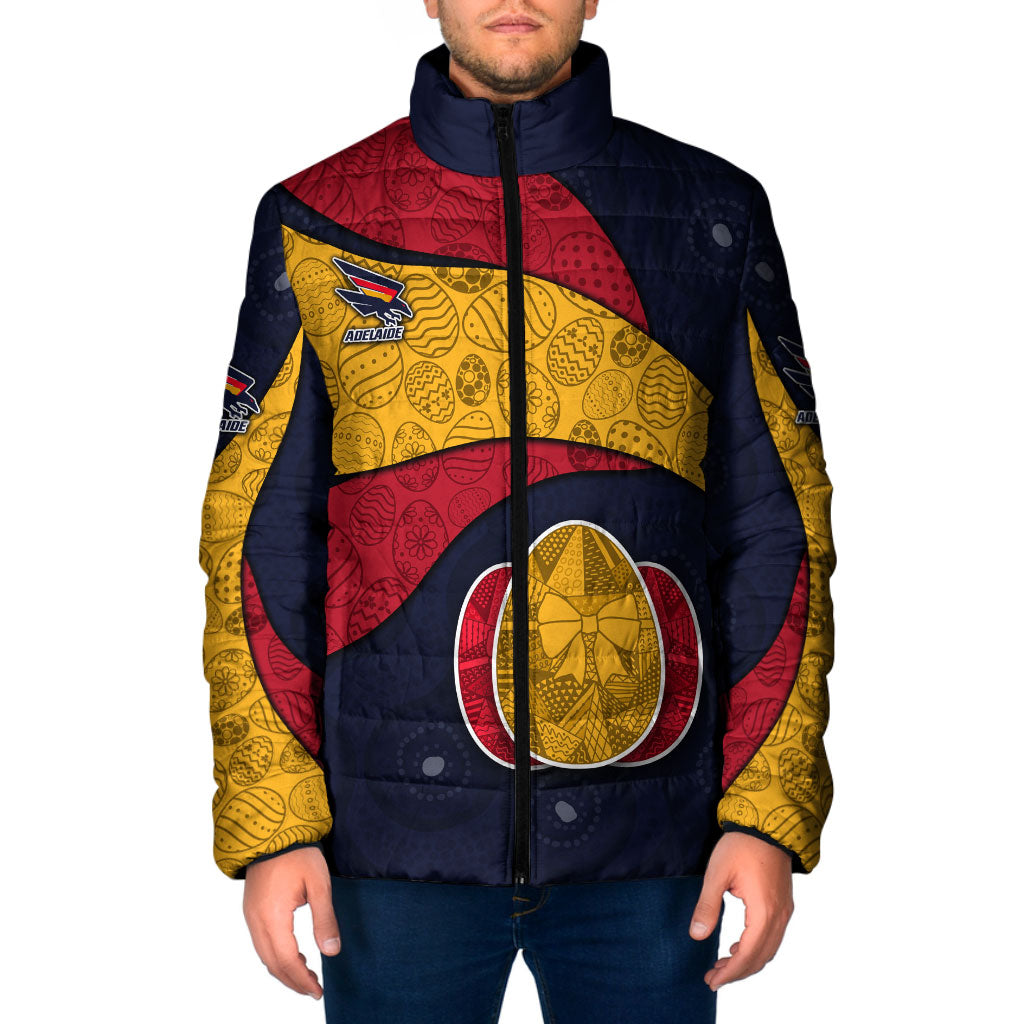 Personalized Adelaide Football Padded Jacket Easter Egg Pattern Red Blue Tribal Dot Art Style