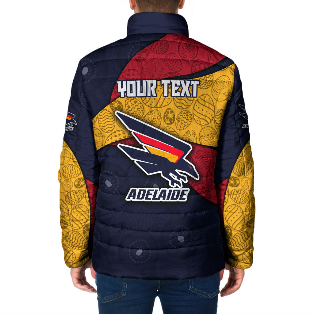 Personalized Adelaide Football Padded Jacket Easter Egg Pattern Red Blue Tribal Dot Art Style