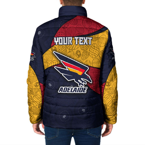 Personalized Adelaide Football Padded Jacket Easter Egg Pattern Red Blue Tribal Dot Art Style