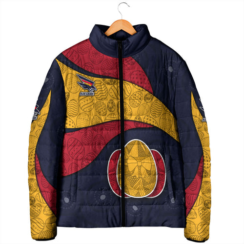 Personalized Adelaide Football Padded Jacket Easter Egg Pattern Red Blue Tribal Dot Art Style