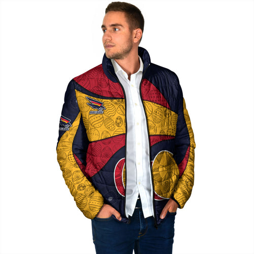 Personalized Adelaide Football Padded Jacket Easter Egg Pattern Red Blue Tribal Dot Art Style