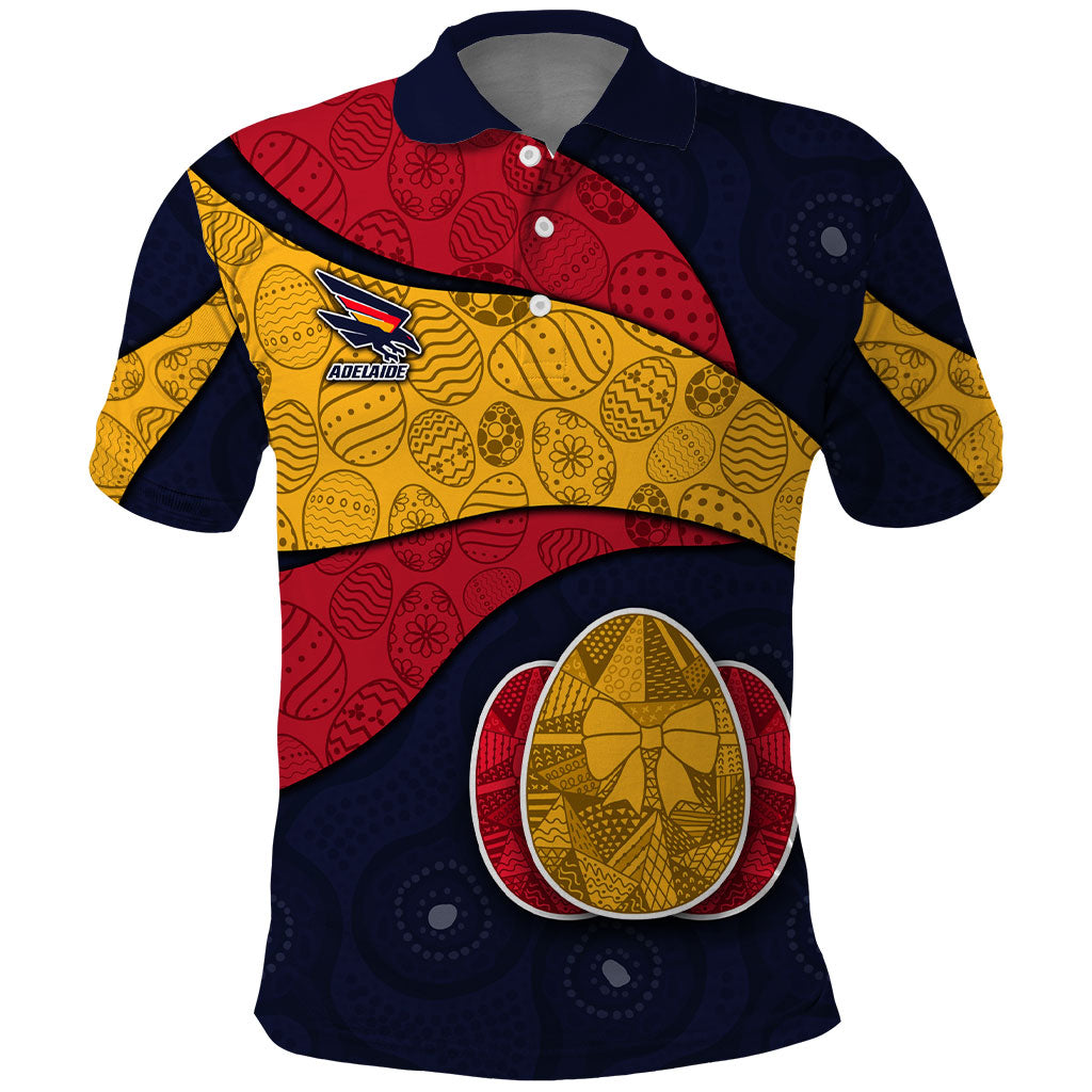 Personalized Adelaide Football Polo Shirt Easter Egg Pattern Red Blue Tribal Dot Art Style