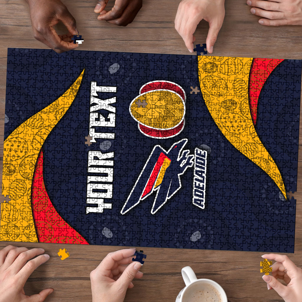 Personalized Adelaide Football Puzzle Easter Egg Pattern Red Blue Tribal Dot Art Style
