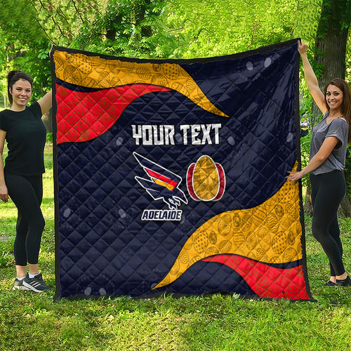 Personalized Adelaide Football Quilt Easter Egg Pattern Red Blue Tribal Dot Art Style