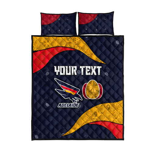 Personalized Adelaide Football Quilt Bed Set Easter Egg Pattern Red Blue Tribal Dot Art Style