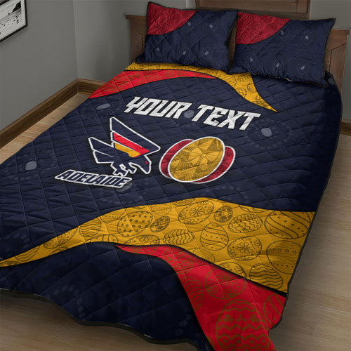 Personalized Adelaide Football Quilt Bed Set Easter Egg Pattern Red Blue Tribal Dot Art Style