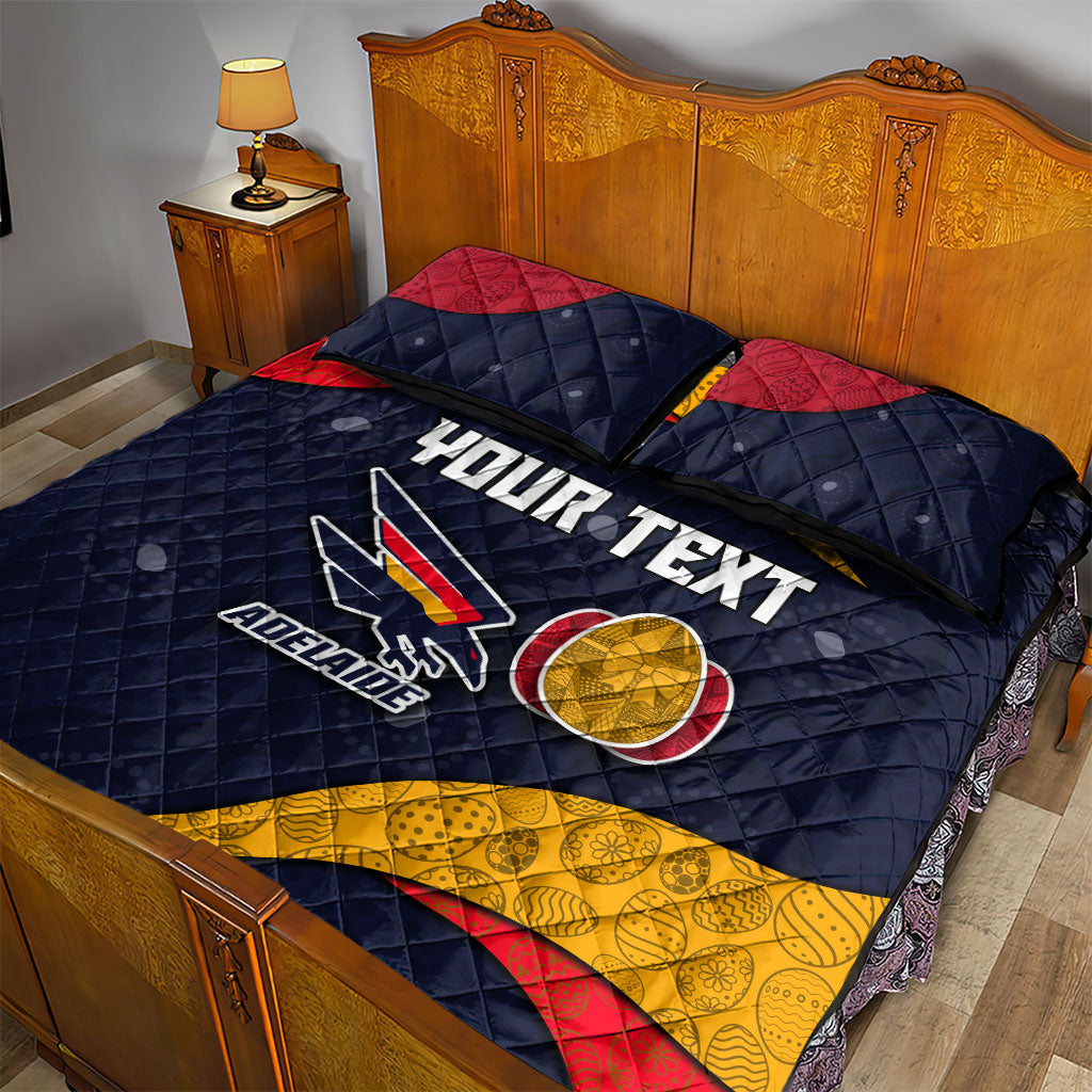 Personalized Adelaide Football Quilt Bed Set Easter Egg Pattern Red Blue Tribal Dot Art Style